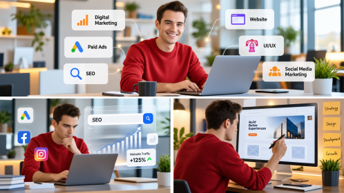 Digital Marketing Workspace Collage