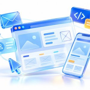 Futuristic glassmorphism web design scene-4