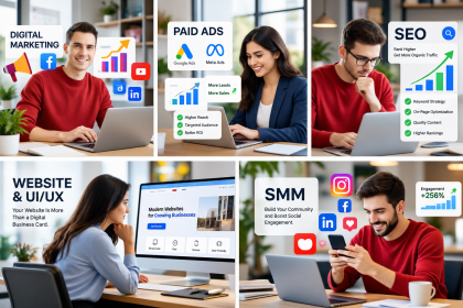 Modern Digital Marketing Team Collage